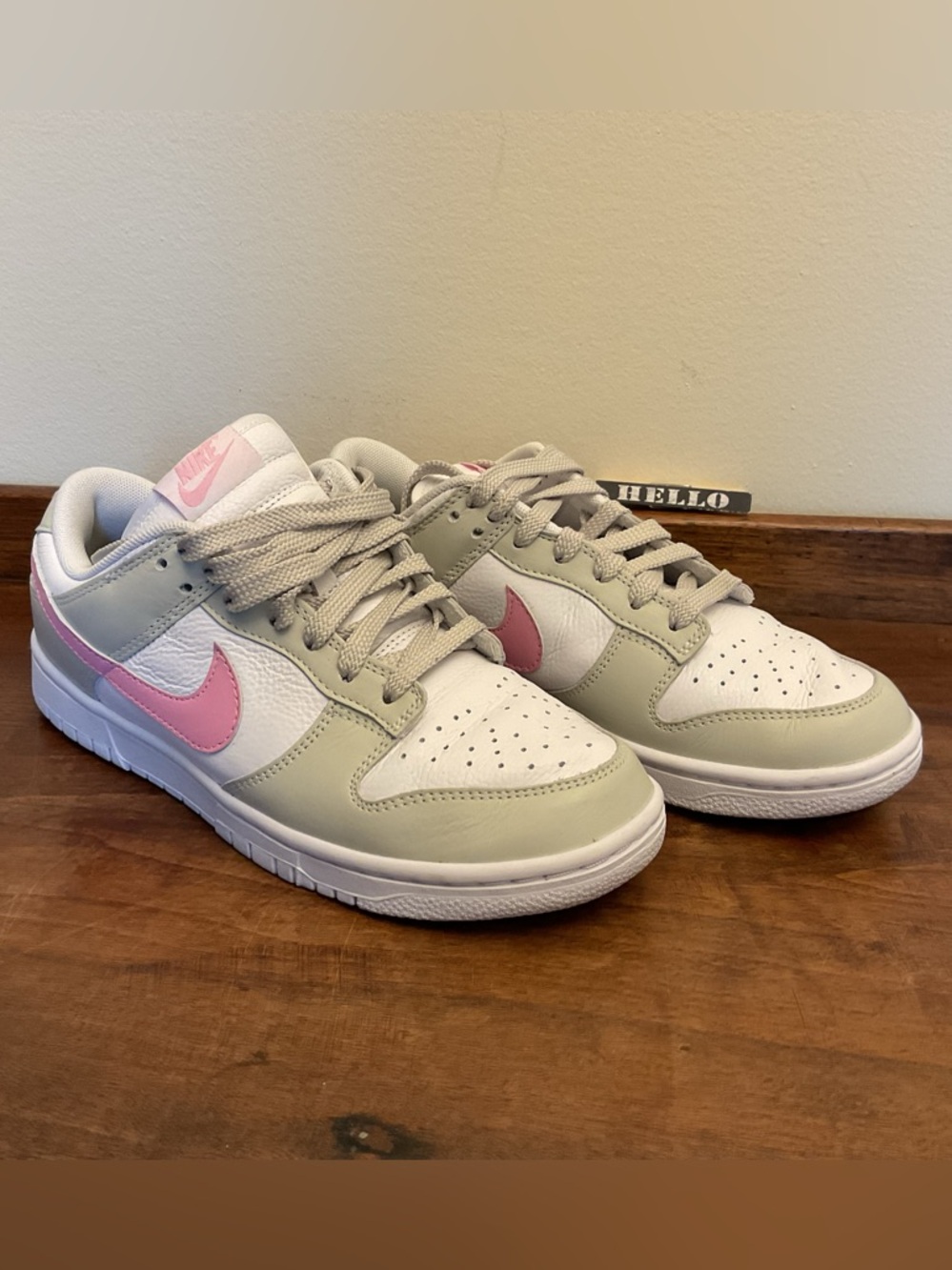 Nike Dunk Low ID By You NBY FV9524-900  in White Light Gray Pink Women’s 8.5 EUC